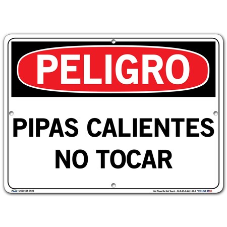Vestil Aluminum Composite Sign, 10-1/2" Height, 14-1/2" Width, Aluminum Composite, Rectangle, Spanish SI-D-65-C-AC-130-S